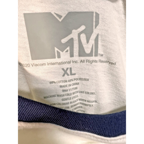 MTV Music Television Tank Top Mens XL White Ringer USA Flag Logo Graphic Shirt - Picture 2 of 4